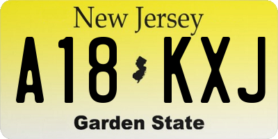 NJ license plate A18KXJ