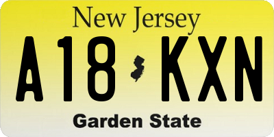 NJ license plate A18KXN