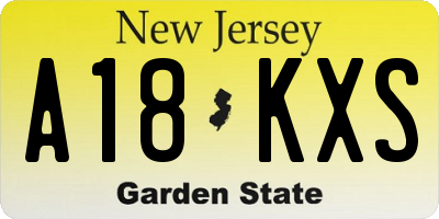 NJ license plate A18KXS