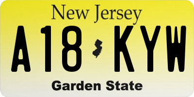 NJ license plate A18KYW