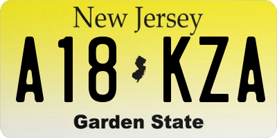 NJ license plate A18KZA