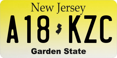 NJ license plate A18KZC