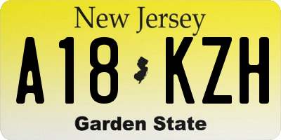 NJ license plate A18KZH