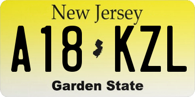 NJ license plate A18KZL