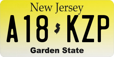 NJ license plate A18KZP