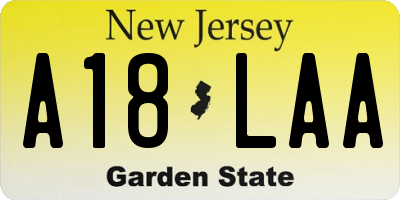 NJ license plate A18LAA