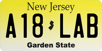 NJ license plate A18LAB