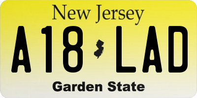 NJ license plate A18LAD