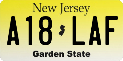 NJ license plate A18LAF