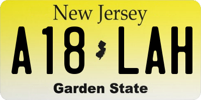 NJ license plate A18LAH