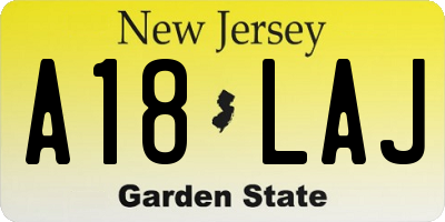 NJ license plate A18LAJ