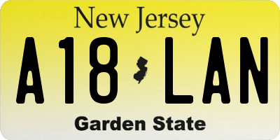 NJ license plate A18LAN