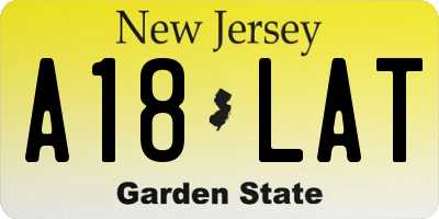 NJ license plate A18LAT