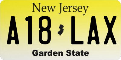 NJ license plate A18LAX