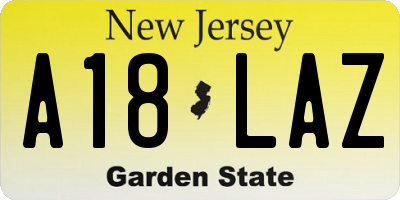 NJ license plate A18LAZ
