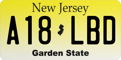 NJ license plate A18LBD