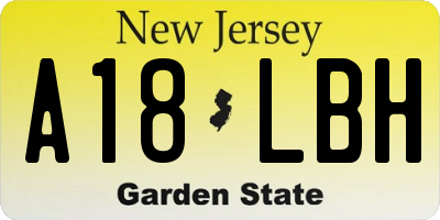 NJ license plate A18LBH
