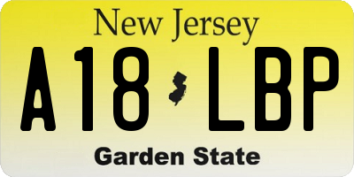 NJ license plate A18LBP