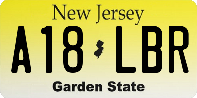 NJ license plate A18LBR