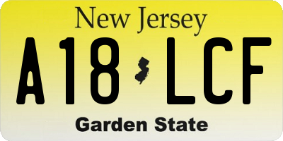 NJ license plate A18LCF