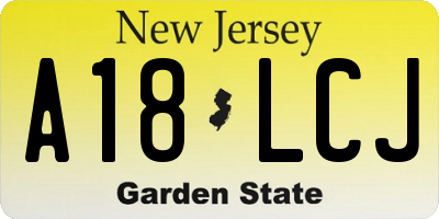 NJ license plate A18LCJ