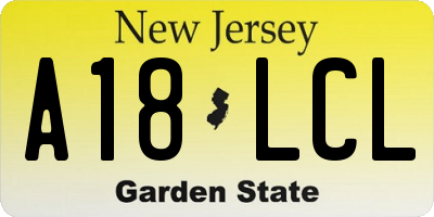 NJ license plate A18LCL