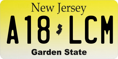 NJ license plate A18LCM