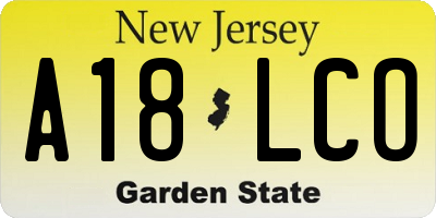 NJ license plate A18LCO