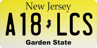 NJ license plate A18LCS
