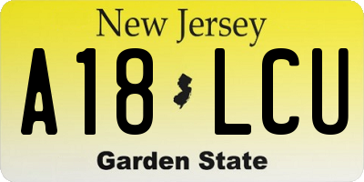 NJ license plate A18LCU