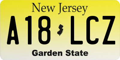 NJ license plate A18LCZ