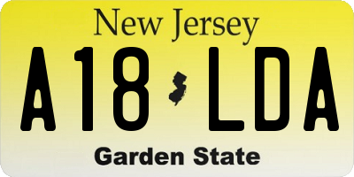 NJ license plate A18LDA