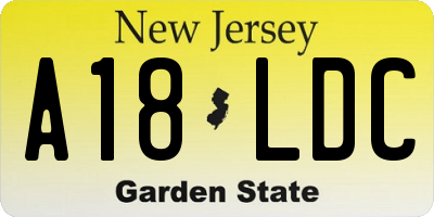 NJ license plate A18LDC