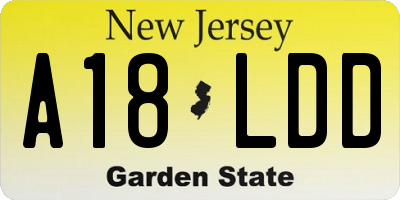 NJ license plate A18LDD