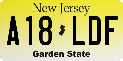 NJ license plate A18LDF