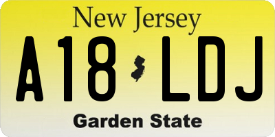 NJ license plate A18LDJ