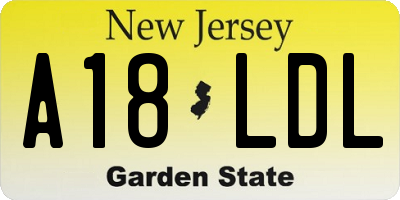 NJ license plate A18LDL