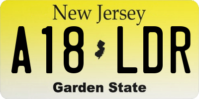 NJ license plate A18LDR