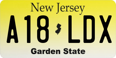 NJ license plate A18LDX