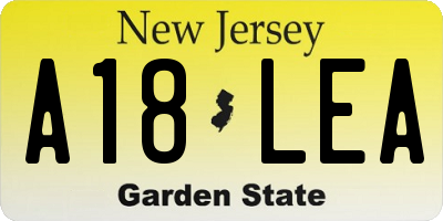 NJ license plate A18LEA