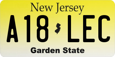 NJ license plate A18LEC