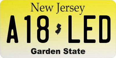 NJ license plate A18LED