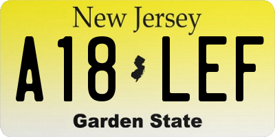NJ license plate A18LEF