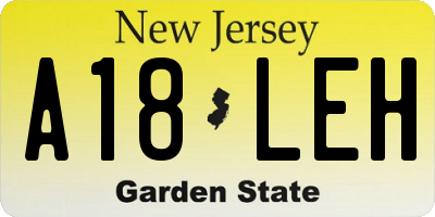 NJ license plate A18LEH