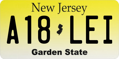 NJ license plate A18LEI