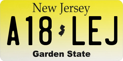NJ license plate A18LEJ
