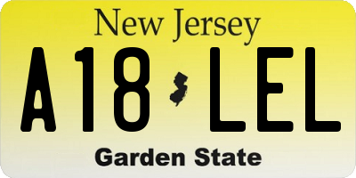 NJ license plate A18LEL