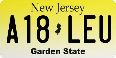 NJ license plate A18LEU
