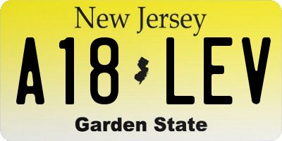 NJ license plate A18LEV