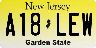 NJ license plate A18LEW